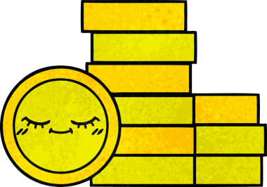 Bir insan tarafından çizilmiş eski grunge desenli bozuk paraların karikatürü