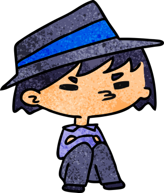 bir insan tarafından çizilmiş kawaii yakışıklı bir çocuğun desenli çizimi.