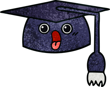 Mezuniyet şapkasının retro grunge deseni bir insan tarafından çizilmiş.