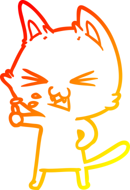 Bir insan tarafından çizilmiş çizgi film kedisinin sıcak çizgi çizimi