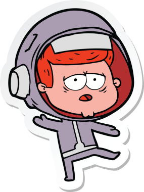 Bir insan tarafından çizilmiş yorgun bir astronotun çıkartması.