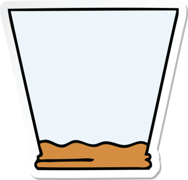 Bir insan tarafından çizilmiş garip bir el çizimi viski bardağı.