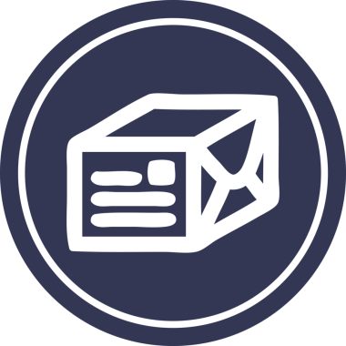 bir insan tarafından çizilmiş paket dairesel simgesi