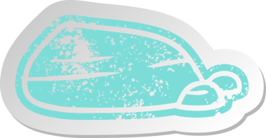 Bir insan tarafından çizilmiş taştan ve çakıldan oluşan eski bir karikatür çıkartması.