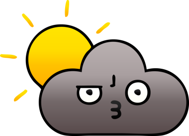 Bir fırtına bulutu ve bir insan tarafından çizilen güneşin gölgeli karikatürü