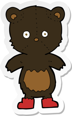 Bir insan tarafından çizilmiş siyah ayı yavrusunun çıkartması.