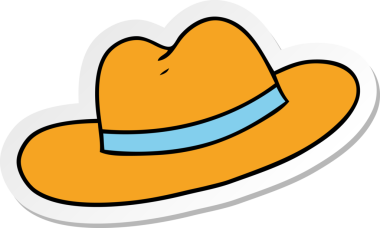 Bir insan tarafından çizilmiş bir şapkanın el çizimi karikatürü.