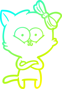 Bir insan tarafından çizilen çizgi film kedisinin soğuk gradyan çizgisi.