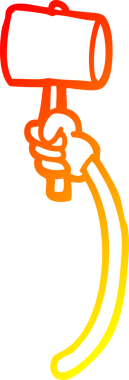 Bir insan tarafından çekiçle çizilmiş bir çizgi film kolunun sıcak eğimli çizimi