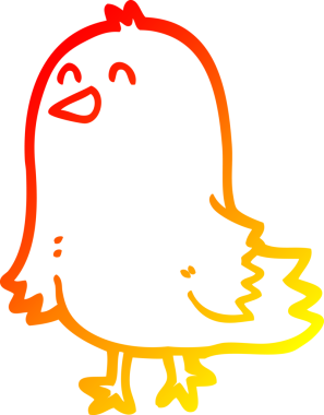 Bir insan tarafından çizilmiş çizgi film kuşunun sıcak gradyan çizimi