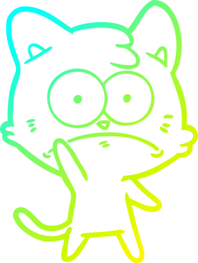 İnsan tarafından çizilmiş bir çizgi film çizimi. Sinirli bir kedi.