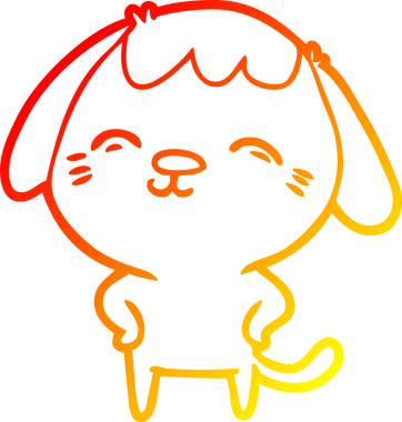 Bir insan tarafından çizilmiş mutlu çizgi film köpeğinin sıcak çizgi çizimi