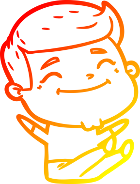 Bir insan tarafından çizilmiş mutlu bir çizgi film karakteri çizimi.