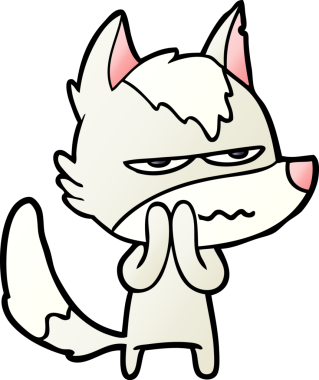 Bir insan tarafından çizilmiş rahatsız kurt çizgi filmi.