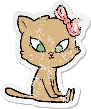 Bir insan tarafından çizilmiş karikatür bir kedinin sıkıntılı çıkartması.