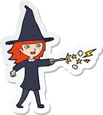 Bir insan tarafından çizilmiş bir cadı kızın çıkartması.