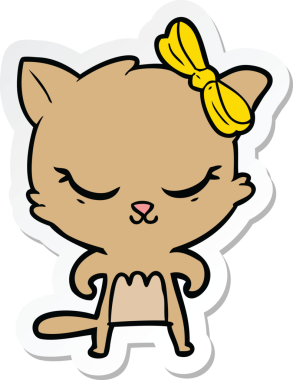 Bir insan tarafından çizilmiş şirin bir çizgi film kedisinin çıkartması.