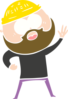 Düz renkli çizgi film sakallı adam bir insan tarafından çizilmiş.