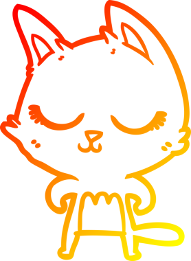 Bir insan tarafından çizilmiş sakin bir çizgi film kedisinin sıcak çizgi çizgisi.