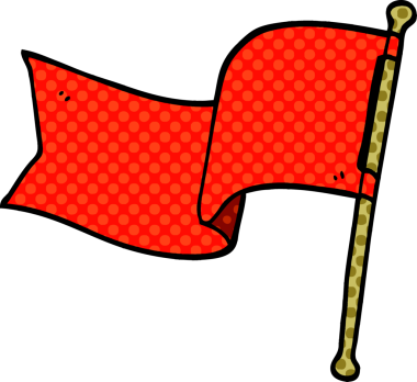 Bir insan tarafından çizilmiş kırmızı bayrak.