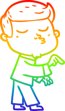 Gökkuşağı gradyan çizgi çizimi Bir insan tarafından çizilen çizgi film modeli adam