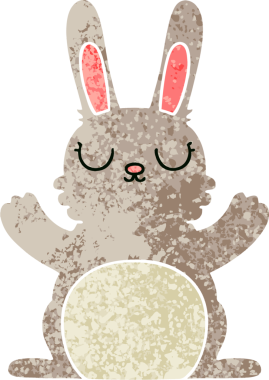 Bir insan tarafından çizilmiş garip bir çizgi film tavşanı.