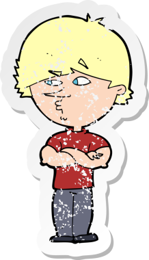 Bir insan tarafından çizilmiş şüpheli bir karikatürün gerilimli çıkartması.