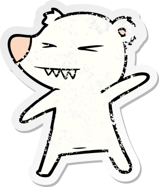 Kızgın bir kutup ayısı karikatürü bir insan tarafından çizilmiş.