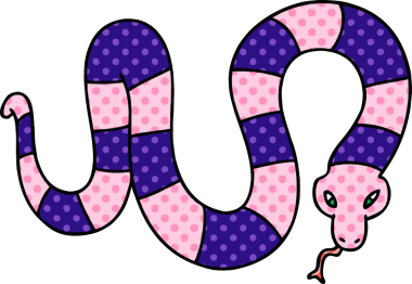 Bir insan tarafından çizilmiş tuhaf çizgi film yılanı.