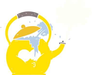 Bir insan tarafından çizilmiş düz renkli karikatür.