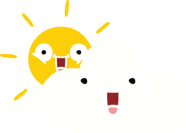 Bir insanın çizdiği gün ışığının ve bulutun düz rengi.