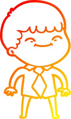 Bir insan tarafından çizilen mutlu bir çocuğun sıcak çizgi çizimi.