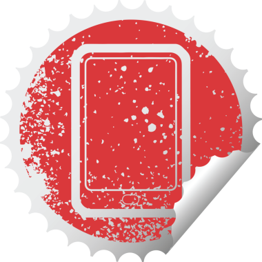 Bir insan tarafından çizilmiş tablet bilgisayarın sıkıntılı etiket simgesi çizimi