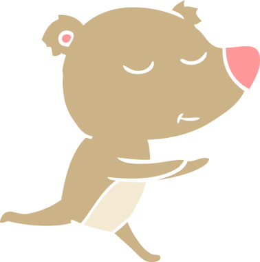 Bir insan tarafından çizilen mutlu düz renkli çizgi film ayısı