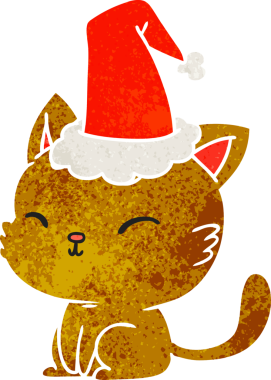 Bir insan tarafından çizilmiş kawaii kedisinin eski bir karikatürü.