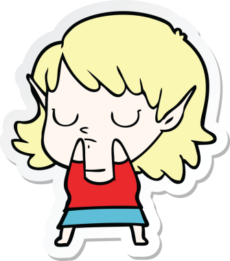 Bir insan tarafından çizilmiş bir elf kızının çıkartması.