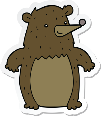 Bir insan tarafından çizilmiş çizgi film ayısının çıkartması.