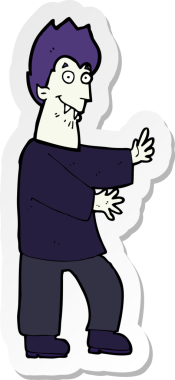 Bir insan tarafından çizilen vampir çizgi filminin çıkartması.