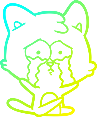 Bir insan tarafından çizilen çizgi film kedisinin soğuk gradyan çizgisi.