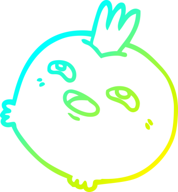 Bir insan tarafından çizilmiş mutlu bir sebze kökü çizgi çizimi.