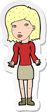 Bir insan tarafından çizilmiş omuz silken bir karikatür kadının çıkartması.