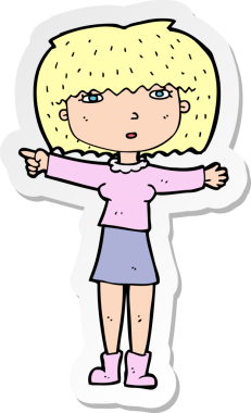 Bir insan tarafından çizilmiş çizgi film kızına ait etiket.