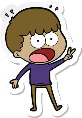 Bir insan tarafından çizilmiş bir karikatür çıkartması.