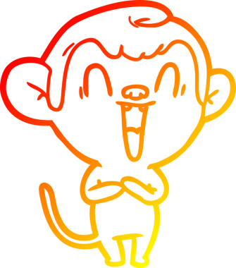 Bir insan tarafından çizilmiş gülen maymun çizgi çizimi.