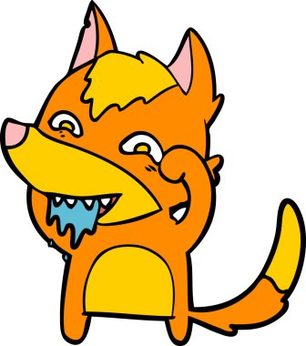 Aç tilki çizgi film karakteri bir insan tarafından çizilmiş.