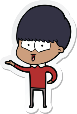 Bir insan tarafından çizilmiş mutlu bir çocuğun çıkartması.