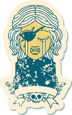 Retro Dövme Tarzı Ağlayan Ork Haydut Karakteri Bir insan tarafından çizilmiş doğal bir rulo