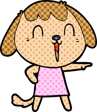 Bir insan tarafından çizilmiş şirin bir çizgi film köpeği.