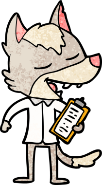 Çizgi film satıcısı kurt bir insan tarafından çizilmiş.