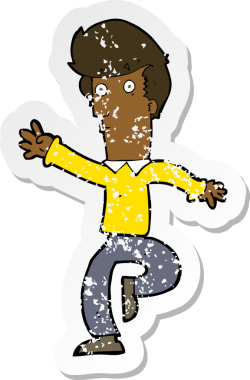 Bir insan tarafından çizilmiş aceleci bir çizgi filmin gerilimli çıkartması.